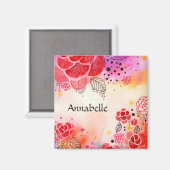 Benutzerdefinierter Text der roten Blume Magnet (Vorderseite/Rückseite)