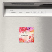 Benutzerdefinierter Text der roten Blume Magnet (In Situ (Geschirrspüler))