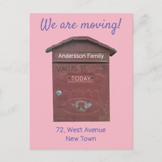 Benutzerdefinierter Text der roten Mailbox verschi Postkarte (Vorderseite)