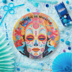 Benutzerdefinierter Text Dia de Muertos La Calaver Pappteller