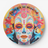 Benutzerdefinierter Text Dia de Muertos La Calaver Pappteller (Vorderseite)