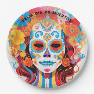 Benutzerdefinierter Text Dia de Muertos La Calaver Pappteller