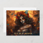 Benutzerdefinierter Text Dia de Muertos La Calaver Postkarte (Vorne/Hinten)