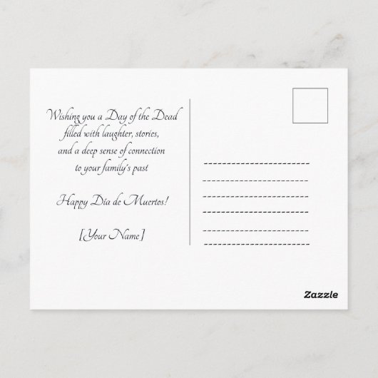 Benutzerdefinierter Text Dia de Muertos La Calaver Postkarte (Rückseite)