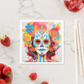 Benutzerdefinierter Text Dia de Muertos La Calaver Serviette (Beispiel)