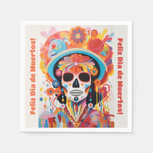 Benutzerdefinierter Text Dia de Muertos La Calaver Serviette (Vorderseite)