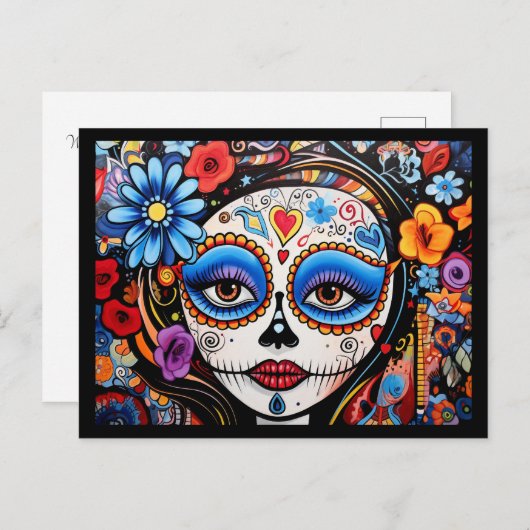Benutzerdefinierter Text 💀 Día de Muertos Postkarte (Vorne/Hinten)