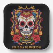 Benutzerdefinierter Text Dia de Muertos ☠️ Sugar S Pappteller (Vorderseite)