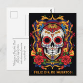 Benutzerdefinierter Text Dia de Muertos ☠️ Sugar S Postkarte (Vorne/Hinten)