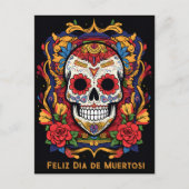 Benutzerdefinierter Text Dia de Muertos ☠️ Sugar S Postkarte (Vorderseite)