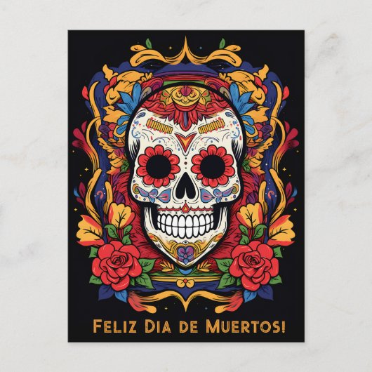 Benutzerdefinierter Text Dia de Muertos ☠️ Sugar S Postkarte (Vorderseite)