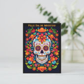 Benutzerdefinierter Text Dia de Muertos ☠️ Sugar S Postkarte (Stehend Vorderseite)