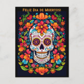 Benutzerdefinierter Text Dia de Muertos ☠️ Sugar S Postkarte (Vorderseite)