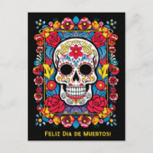 Benutzerdefinierter Text Dia de Muertos Zuckerschä Postkarte (Vorderseite)