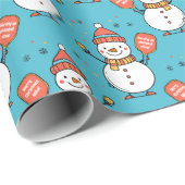 Benutzerdefinierter Text Dinking Snowman Geschenkpapier (Rolleneckpunkt)