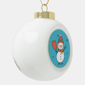 Benutzerdefinierter Text Dinking Snowman Keramik Kugel-Ornament (Links)