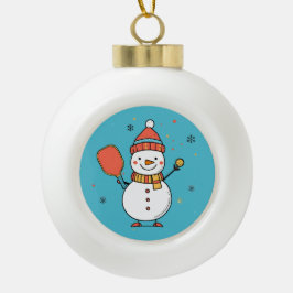 Benutzerdefinierter Text Dinking Snowman Keramik Kugel-Ornament