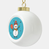 Benutzerdefinierter Text Dinking Snowman Keramik Kugel-Ornament (Rechts)