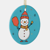 Benutzerdefinierter Text Dinking Snowman Keramik Ornament (Rechts)