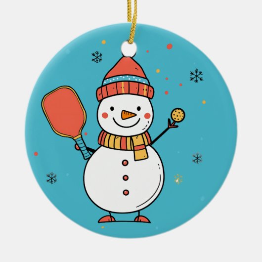 Benutzerdefinierter Text Dinking Snowman Keramik Ornament (Vorne)