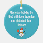 Benutzerdefinierter Text Dinking Snowman Keramik Ornament (Hinten)