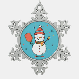 Benutzerdefinierter Text Dinking Snowman Schneeflocken Zinn-Ornament