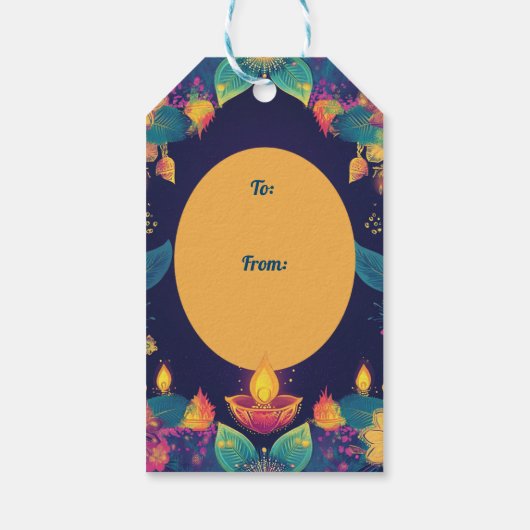 Benutzerdefinierter Text, Diwali Brilliant-Tag Geschenkanhänger (Rückseite)