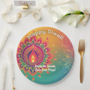 Benutzerdefinierter Text, Diwali Delight Plate Pappteller