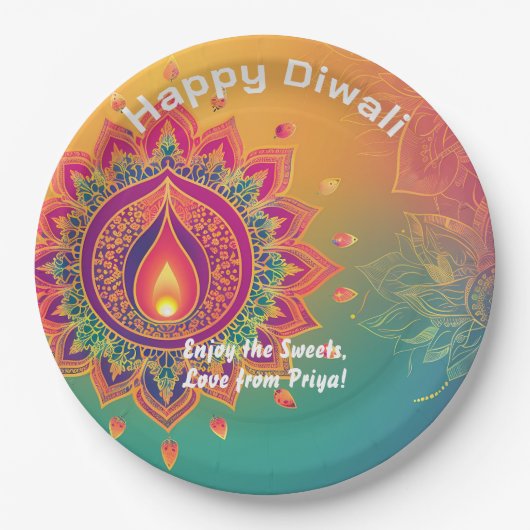 Benutzerdefinierter Text, Diwali Delight Plate Pappteller (Vorderseite)