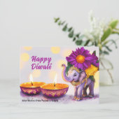 Benutzerdefinierter Text, Diwali Elephant Elegance Feiertagskarte (Stehend Vorderseite)