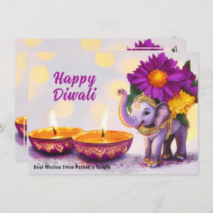 Benutzerdefinierter Text, Diwali Elephant Elegance Feiertagskarte