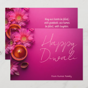 Benutzerdefinierter Text Diwali Gerbera Glow-Karte Einladung