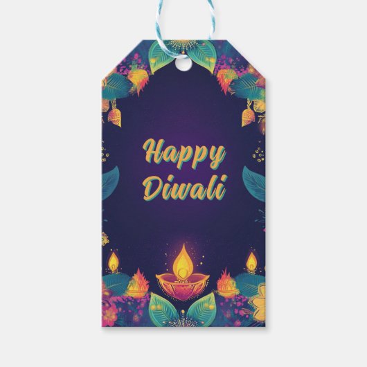 Benutzerdefinierter Text, Diwali Glow - Light & Ce Geschenkanhänger (Vorderseite)