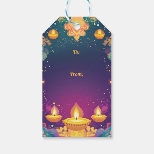 Benutzerdefinierter Text, Diwali Harmony - Licht & Geschenkanhänger (Rückseite)