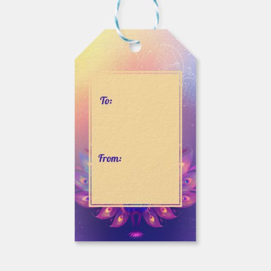 Benutzerdefinierter Text, Diwali Peacock Splendor Geschenkanhänger (Rückseite)