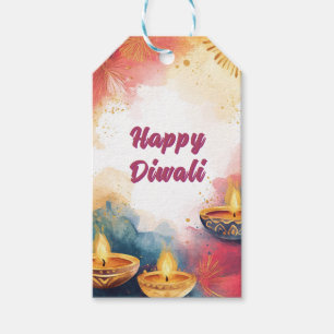 Benutzerdefinierter Text, Diwali Wasserfarbe Licht Geschenkanhänger