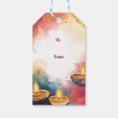 Benutzerdefinierter Text, Diwali Wasserfarbe Licht Geschenkanhänger (Rückseite)