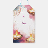 Benutzerdefinierter Text, Diwali Wasserfarbe Licht Geschenkanhänger (Rückseite)