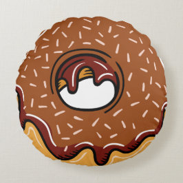 Benutzerdefinierter Text Donut Illustration Auswur Rundes Kissen