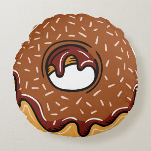 Benutzerdefinierter Text Donut Illustration Auswur Rundes Kissen