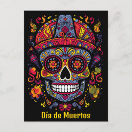 Benutzerdefinierter Text 💀 Doodstyle Día de Muert Postkarte
