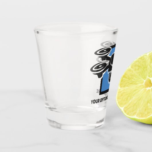 Benutzerdefinierter Text-Drossel Schnapsglas (Links)