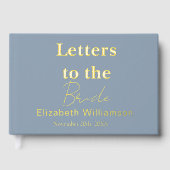 Benutzerdefinierter Text Dusty Blue Gold Briefe an Gästebuch (Vorderseite)