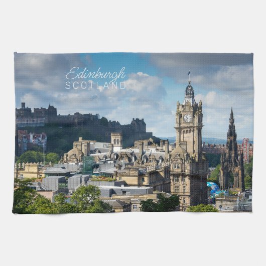 Benutzerdefinierter Text Edinburgh Schottland Geschirrtuch (Horizontal)
