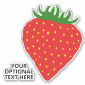 Benutzerdefinierter Text Einfach Strawberry Aufkleber (Vorderseite)