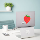 Benutzerdefinierter Text Einfach Strawberry Aufkleber (Laptop auf Schreibtisch)