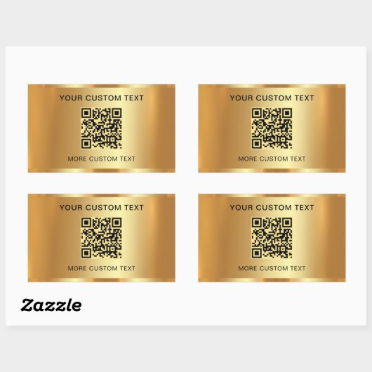Benutzerdefinierter Text Eleganable QR Code Gold L Rechteckiger Aufkleber (Blatt)