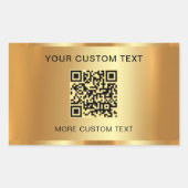 Benutzerdefinierter Text Eleganable QR Code Gold L Rechteckiger Aufkleber (Vorderseite)