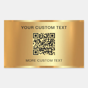 Benutzerdefinierter Text Eleganable QR Code Gold L Rechteckiger Aufkleber