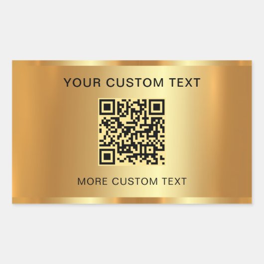 Benutzerdefinierter Text Eleganable QR Code Gold L Rechteckiger Aufkleber (Vorderseite)